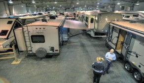 The folks at Country Road RV in Sundre take the RVs out of the cold and snow for three weeks each winter. This was at the 6th Annual Indoor RV Show and Sale in 2013.